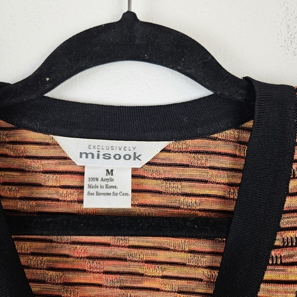 Misook Women Exclusively Black Rust Gold Open Front Single Button Cardiga Size M - Picture 4 of 5